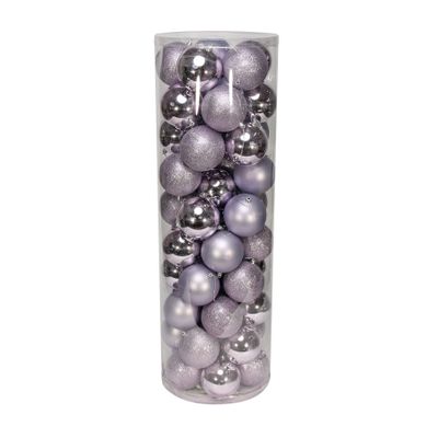 Lilac 10cm Plastic Ball in tube (matt,shiny,glitter) x 50