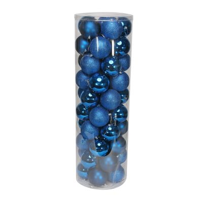 Blue 10cm Plastic Ball in tube (matt,shiny,glitter) x 50