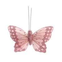  Pale Pink Feather Butterfly w/clip  9cm x 6cm W/Clip/Pk 12