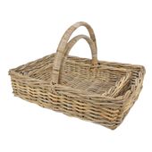 Natural / Grey Set of 2 Full Cane Rectangle w/Handle