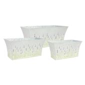 Set of 3 Zinc Trough w/Handles with Lavender