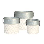 Set of 3 Two Tone Crosshatch Pattern Watering Can