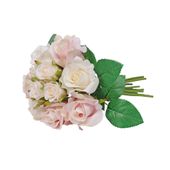 Aquitaine Rose Bouquet Pink/Cream/-12 Flowers/4Lvs27cm (12/96)