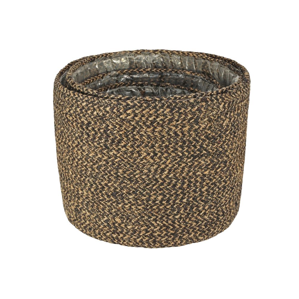 Set of 4 Jute Braided Rope Basket w/Liner ( Natural & Black) APAC