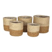 Set of 5 Jute Braided rope & Hogla w/Liner (Natural & Beige)