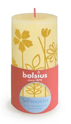 Bolsius Rustic Silhouette Pillar Candle 130 x 68mm - Butter Yellow