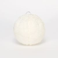 120mm Fur With Glitter Ball White