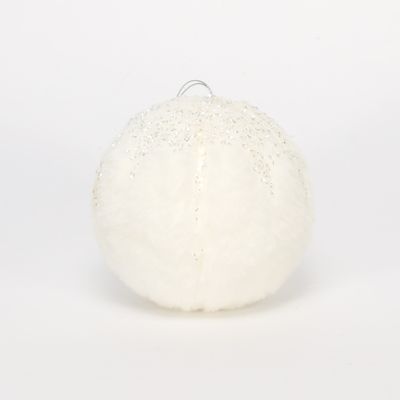 120mm Fur With Glitter Ball White