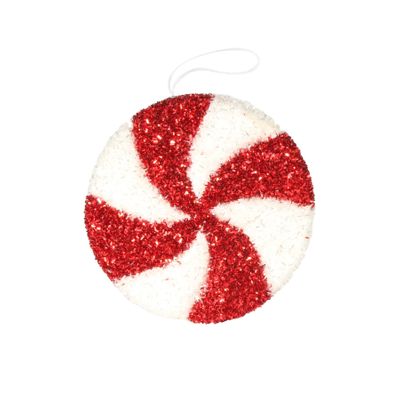 15.5Cm Polyfoam Disc Ornament - Red/White