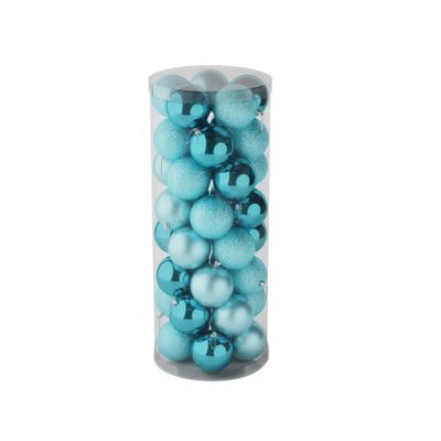 Ice Blue 8cm Plastic Ball in tube (matt,shiny,glitter) x 40