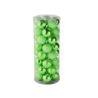 Light Green 8cm Plastic Ball in tube (matt,shiny,glitter) x 40