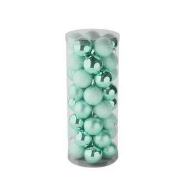 Mint Green 8cm Plastic Ball in tube (matt,shiny,glitter) x 40