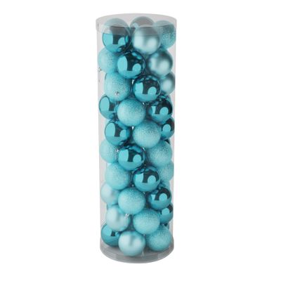 Ice Blue 10cm Plastic Ball in tube (matt,shiny,glitter) x 50