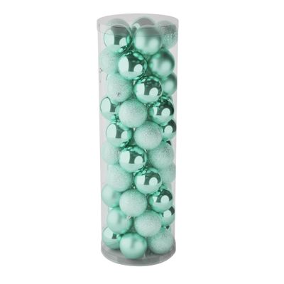 Mint Green 10cm Plastic Ball in tube (matt,shiny,glitter) x 50