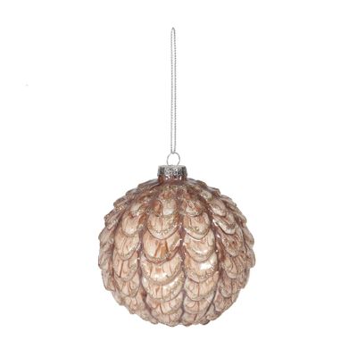 Bauble Layered ruffle 10cm Glass Pink Champagne