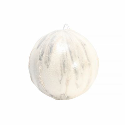 Bauble White with Silver  13cm 
