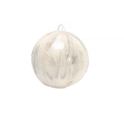 Bauble white with Silver 9cm 