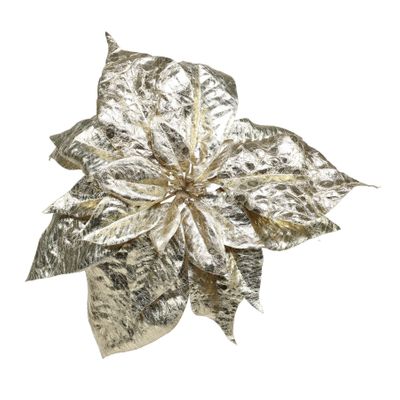 Poinsettia metalic Gold With Clip 