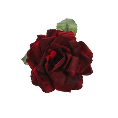 Rose Plush with Clip  18cm Burgundy 