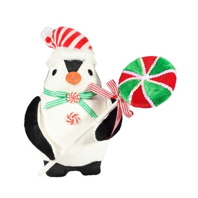 Candyland Penguin With Lollypop 33cm Red / Green