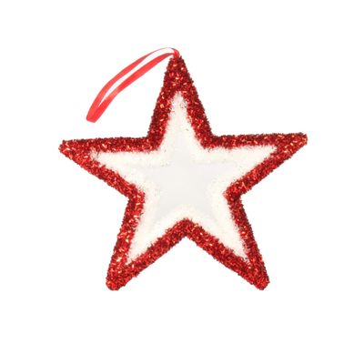 Candyland Star Hanging decoration 21cm  Red/White 
