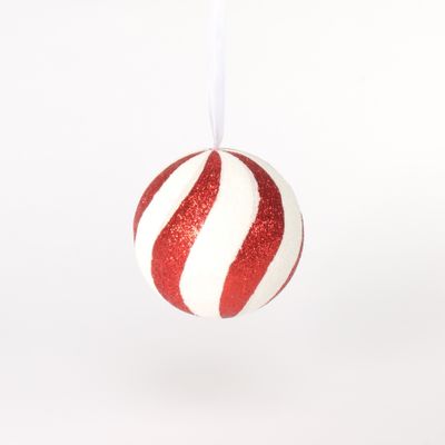 Candyland stripe bauble 10cm Red/White