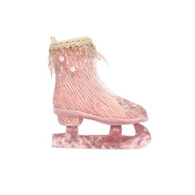 Ice Skate Hanging Decoration Velvet Pink H16x15x5.5cm