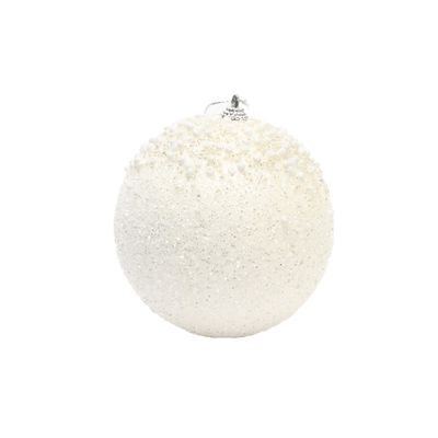 Bauble Glitter & Bead snowball white