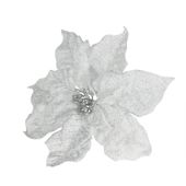 Frosted Poinsettia Pick white/silver