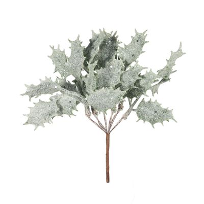 Glitter Holly Pick White frosted 