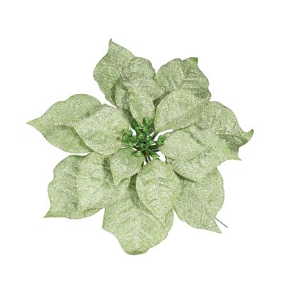 Frosted Poinsettia Pick Green 