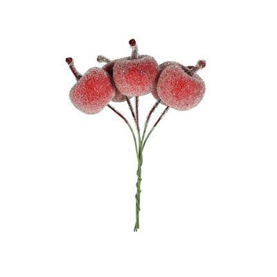 Frosted Apple Bunch x 5 Red 3cm