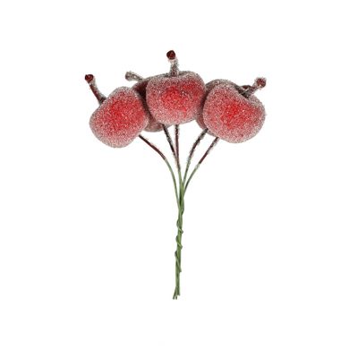 Frosted Apple Bunch x 5 Red 3cm