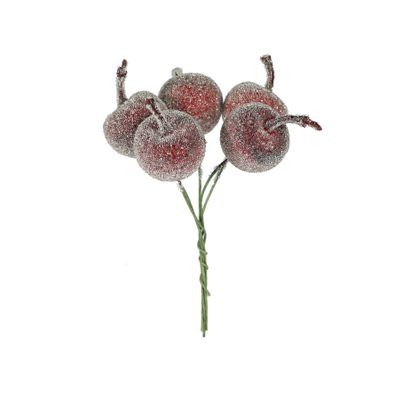 Frosted Apple Bunch x 5 Burgundy 3cm