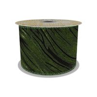 Green /Black Shimmer Zebra Print Ribbon 63mm x10yd