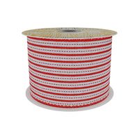 Red and White Stitched Striped   Fabric Ribbon 63mm x 10yd