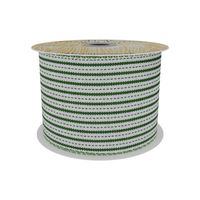 White and Green  Stripe Fabric Ribbon 63mm x 10yd