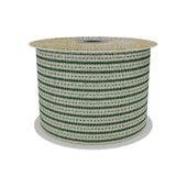 Natural and  Green Stripe Fabric Ribbon  63mm x 10yd