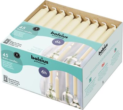 Bolsius Professional Bistro Candles 180/21.3mm bx 45 - Ivory