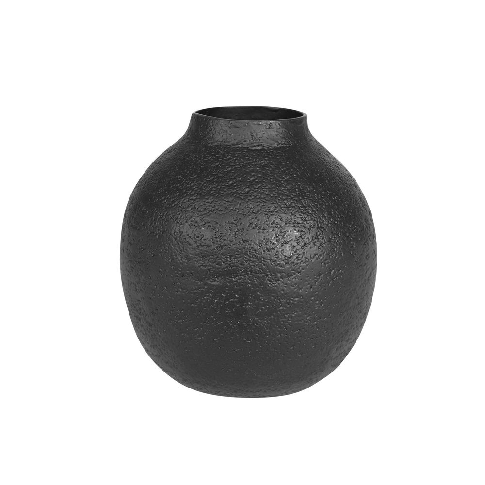 Alu. Sand Hammer Ball Curved Vase Black 11cm APAC