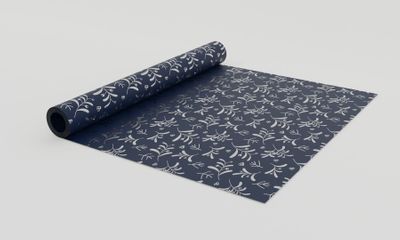 Navy Kraft Silver Mistletoe Paper (50cmx100m)