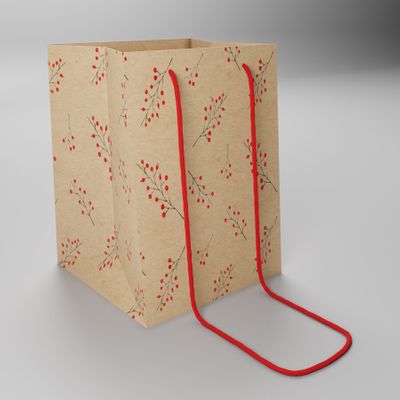Kraft Red Berry Hand Tie Bag (19x25cm)