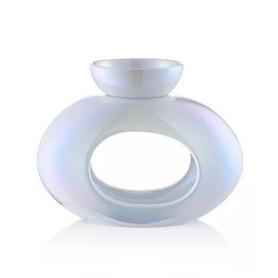 Pearlised White Oval Burner with 7.7cm Burner Bowl in FSC Box - FSC Mix Credit