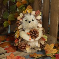 Hedgehog Autum Leaves and Cones 17x16x22cm