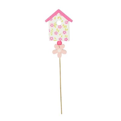 House pick w/Flower on 14.5cm Stick