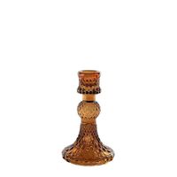 Juliet Candlestick -Mocha Coloured Glass H13cm