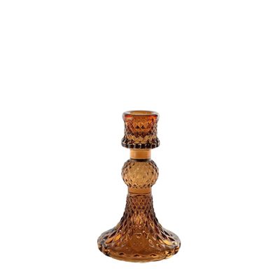 Juliet Candlestick -Mocha Coloured Glass H13cm