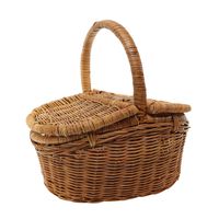 Oval Rattan Picnic Basket with Handle