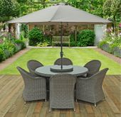Rowena Round Garden Set (6 x chair, 1 x lazy susan and parasol included)