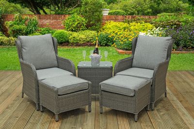 Rowena Rattan Chair and Table Set (2 chairs, 2 footstalls, 1 table)